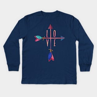 Love Crossed Arrows Boho Design Kids Long Sleeve T-Shirt